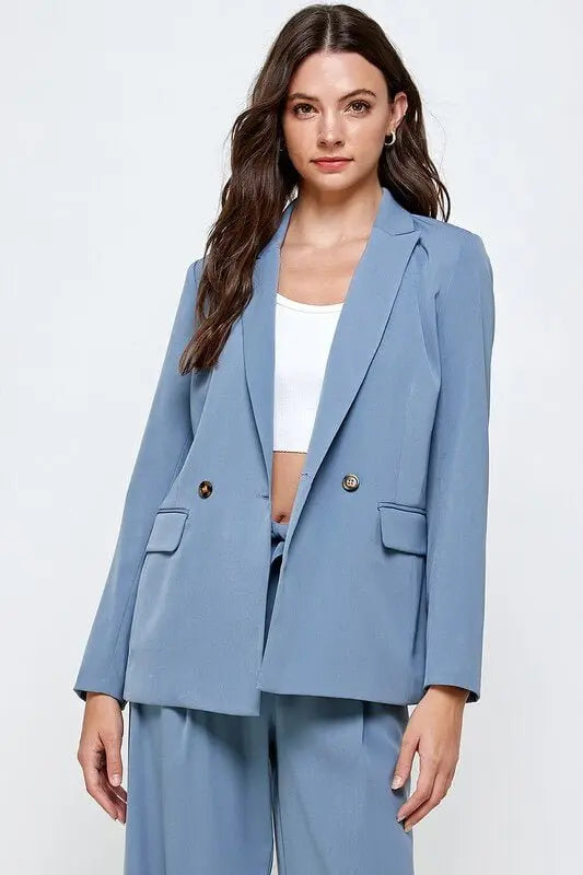 <h3>Introducing Samantha Gabardine Blazer: a timeless blazer crafted with luxurious gabardine fabric to stock your wardrobe. Its fine texture and subtle design make it a sophisticated, elegant choice for any occasion. Enjoy enduring comfort and effortless style with a one-of-a-kind blazer!</h3> <h3>Enjoy free shipping on orders over $125</h3>